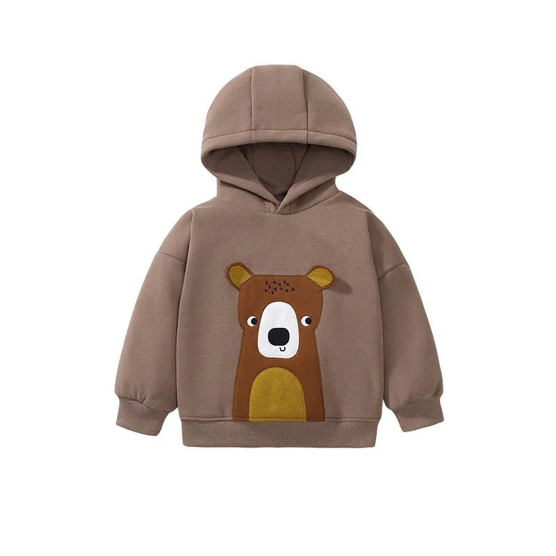 Toddler/Kid's Bear Design Cotton Brown Sweatshirt