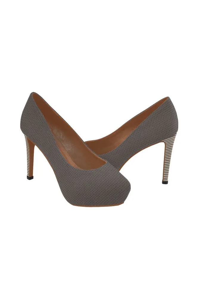 Toffee Mesh & Stripes Women's High Heels