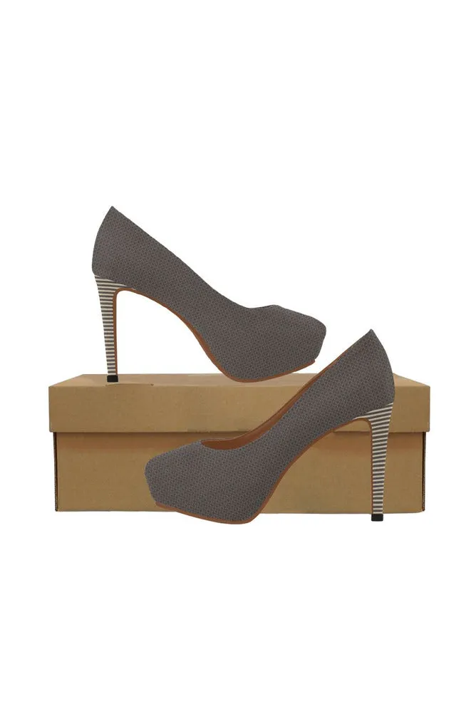 Toffee Mesh & Stripes Women's High Heels