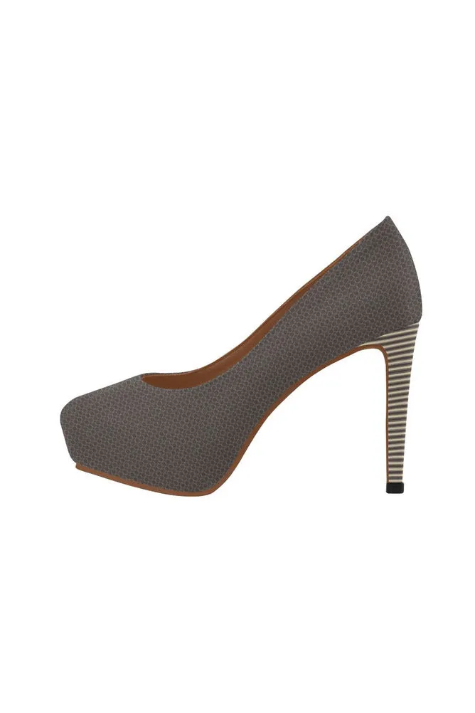 Toffee Mesh & Stripes Women's High Heels