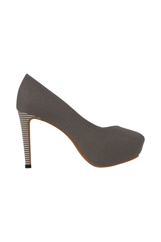 Toffee Mesh & Stripes Women's High Heels