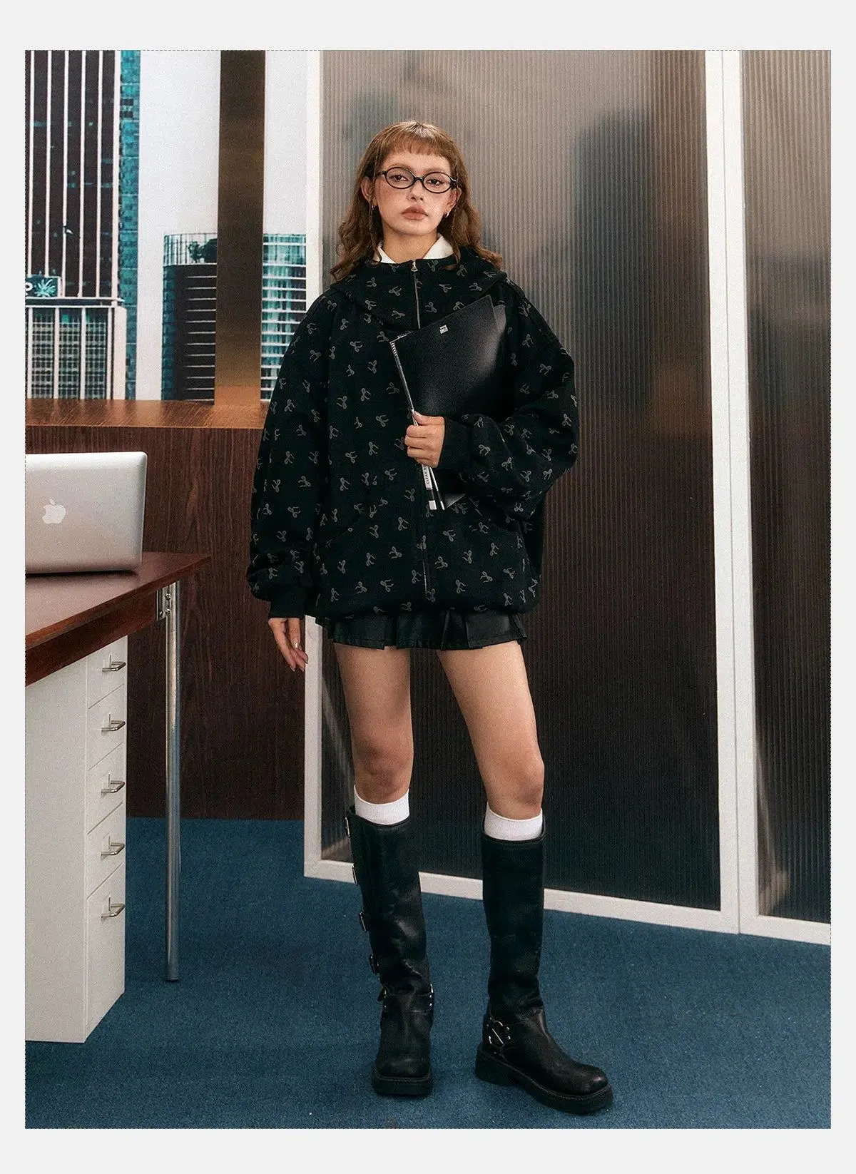 Tom Minimal Ribbon Bows Pattern Jacket