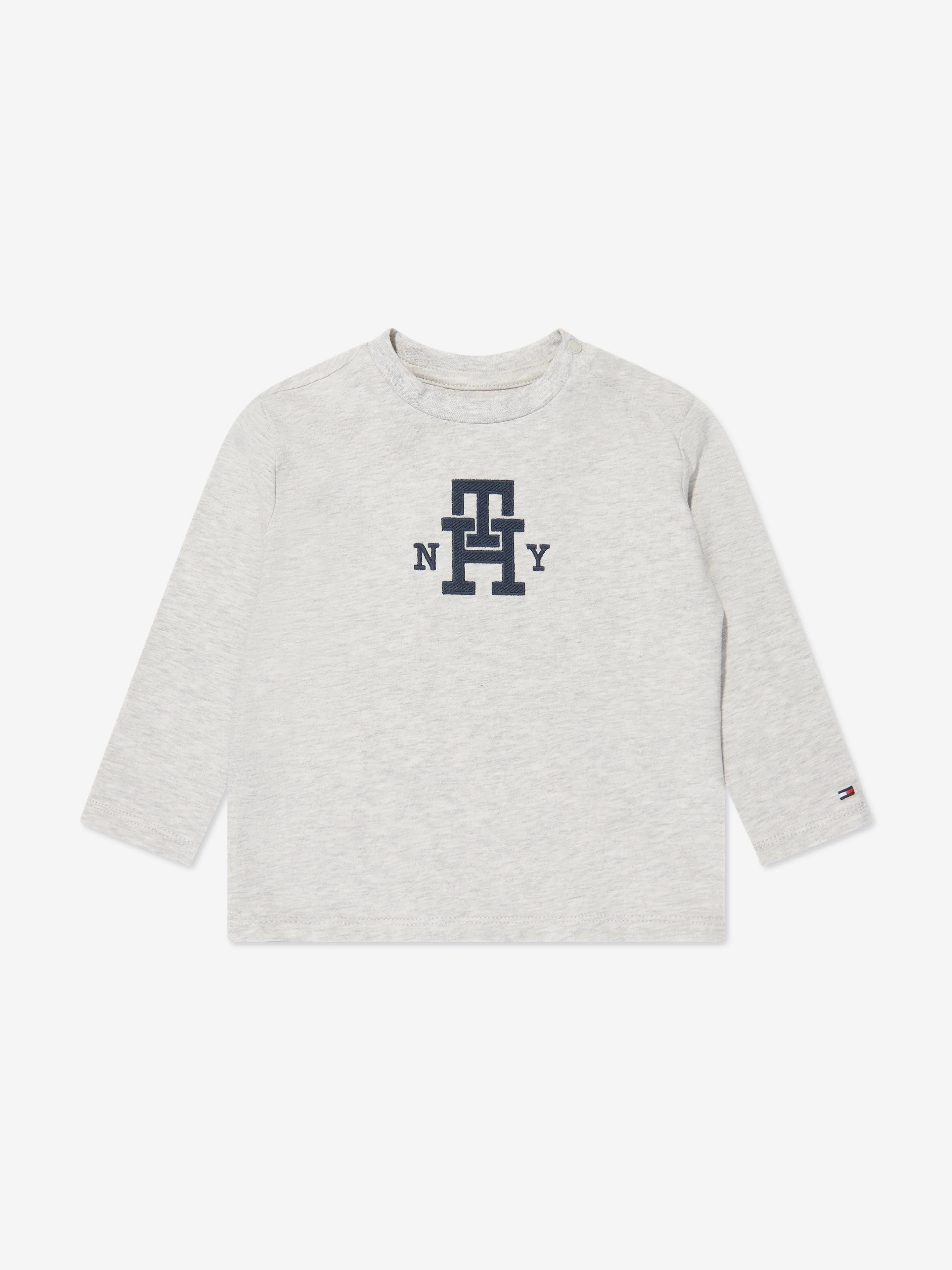 Tommy Hilfiger Baby Monogram Long Sleeve T-Shirt in Grey