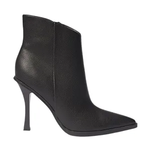 Topshop Women's Black Leather Stiletto Pointed Toe Boots