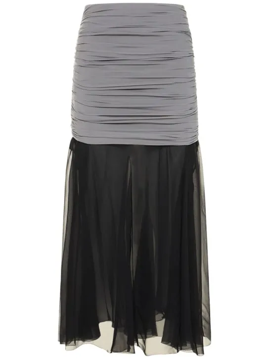 Tory Burch   Jersey chiffon silk long skirt 
