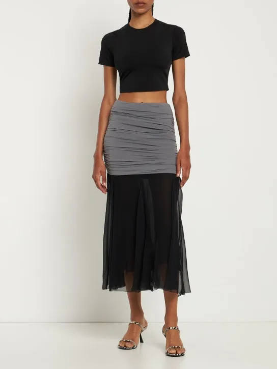 Tory Burch   Jersey chiffon silk long skirt 