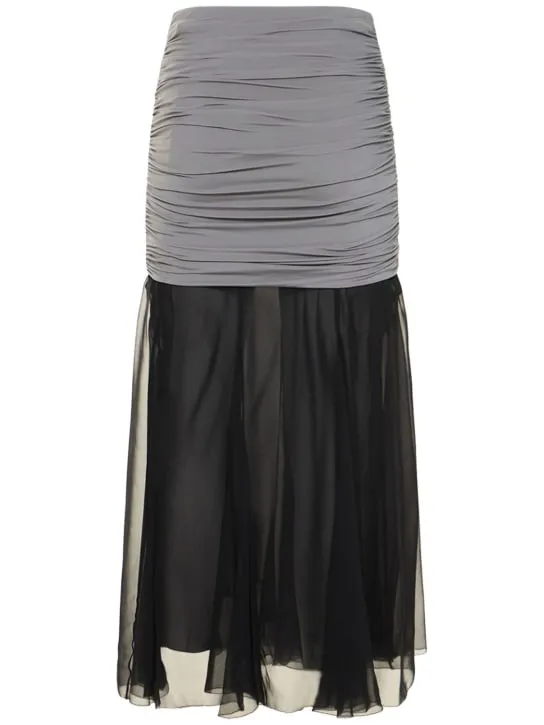 Tory Burch   Jersey chiffon silk long skirt 