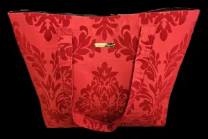 TOTE-ALLY RED-XL damask shopping tote