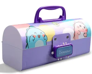 Toyshine Pencil Box with Code Lock Pen Case Large Capacity Multi-Layer Multi-Function Storage Bag Secret Compartment Pencil Box - Dino Multi-Color