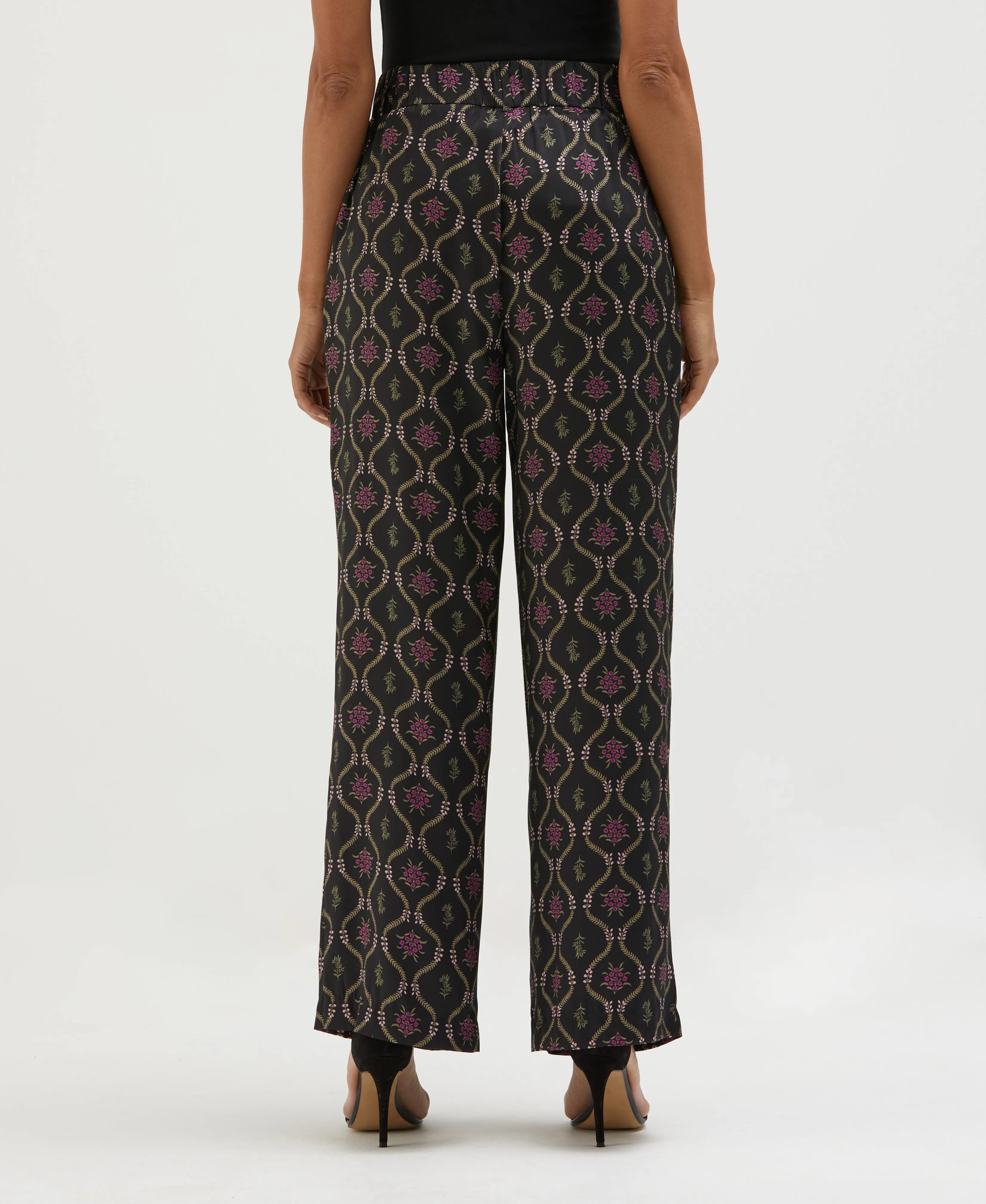 Trellis Print High Rise Wide Leg Pant