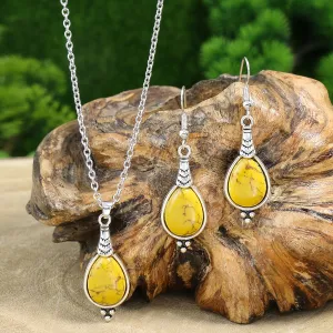 Trendy Boho Vibe Natural Yellow Stone Women's Jewelry Set