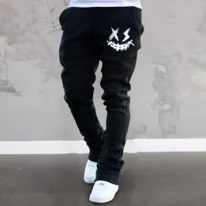 Trendy brand smiley face printed street straight trousers