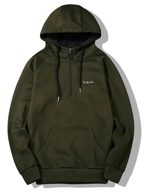 Trendy Half-zipper Flocking Hoodie