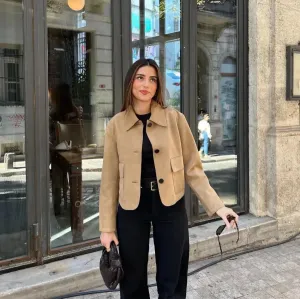 Trendy outerwear Elegance Retro Lapel Fashionable All-matching Jacket