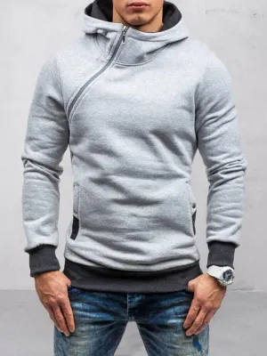 Trendy Slant zipper Hoodie