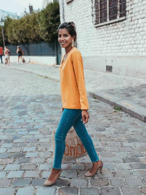 Trendy Sleeves V-neck Blouses&shirts Tops
