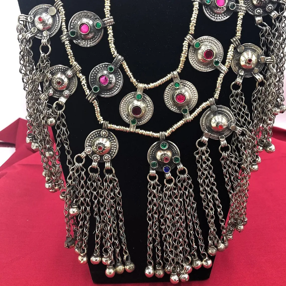Tribal Long Bells Layered Choker Necklace