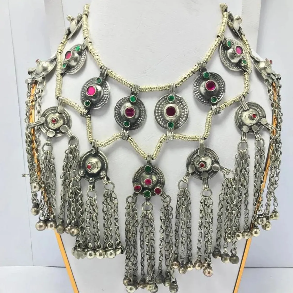 Tribal Long Bells Layered Choker Necklace