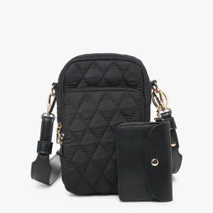 Triple Charm Quilted Crossbody-Black