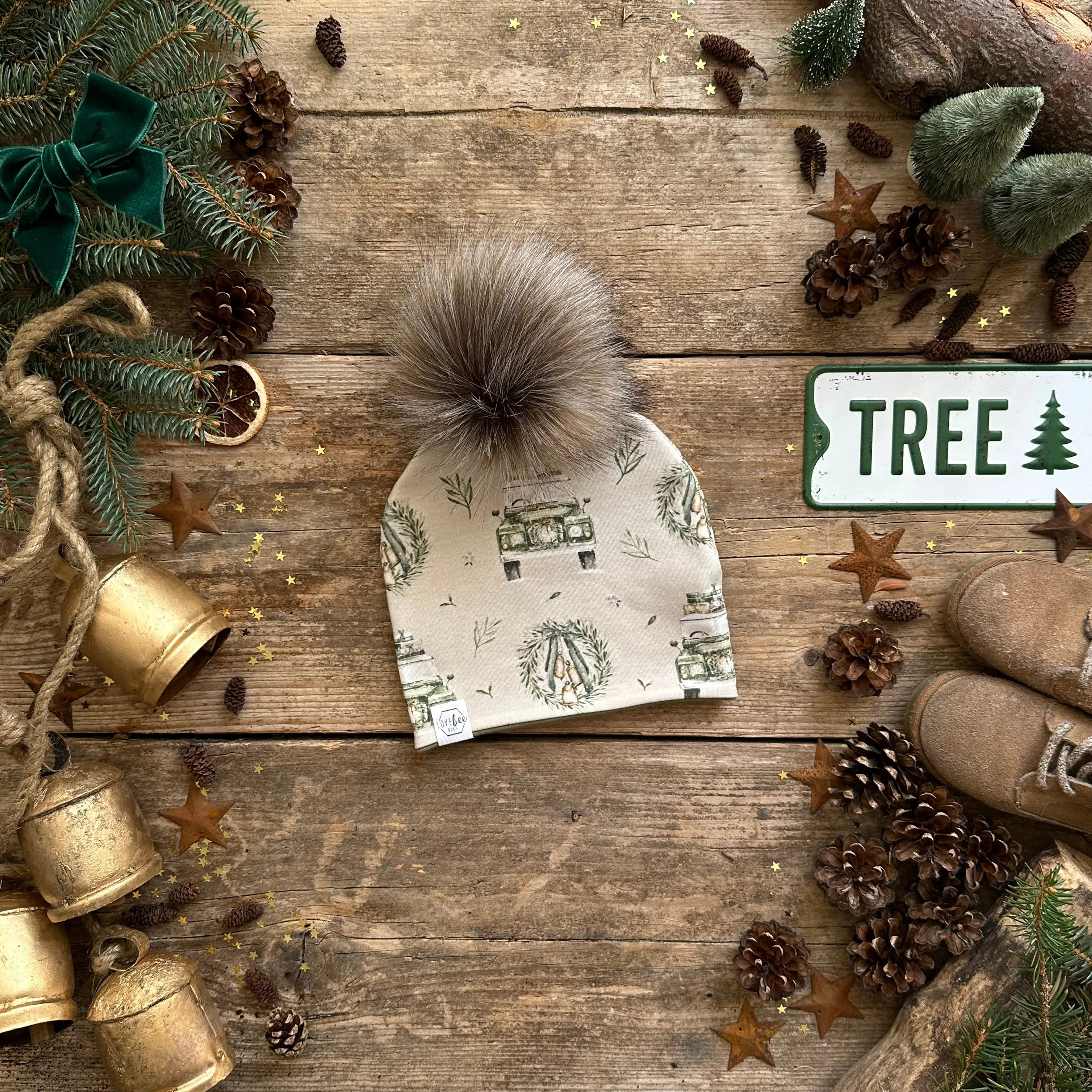 Truck And Wreath Bobble Hat | Ready To Post