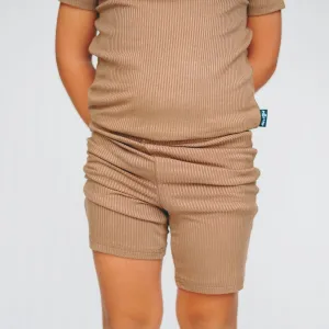 TWO PIECE SHORTIE SET- Mocha Ribbed