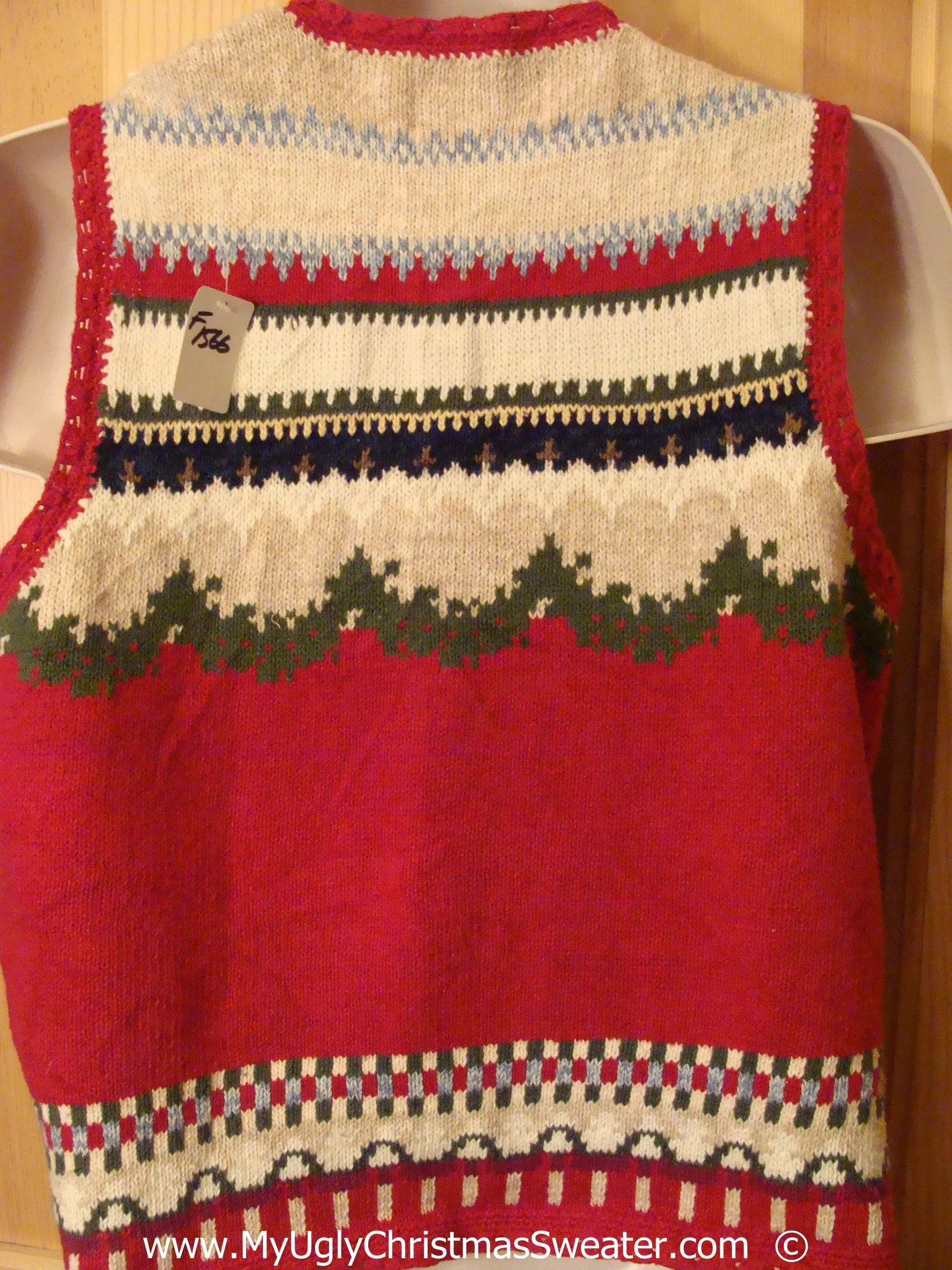 Two Sided Festive Christmas Sweater Vest with Stockings