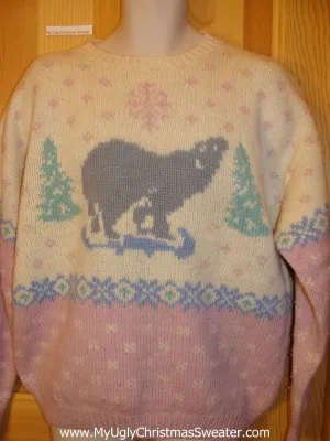 Ugly Christmas Sweater Eddie Bauer 1990 Vintage Bear