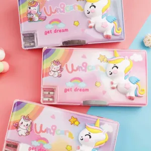 Unicorn Double Sided Geometry Box With Dual Sharpener