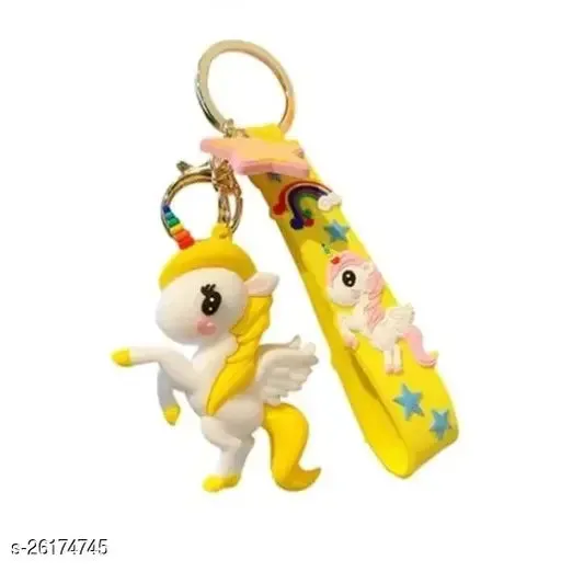 Unicorn Model A Yellow | 3D Lanyard Keychain | Silicone