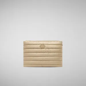 Unisex quilted pouch big Thalassa in WOOD BEIGE