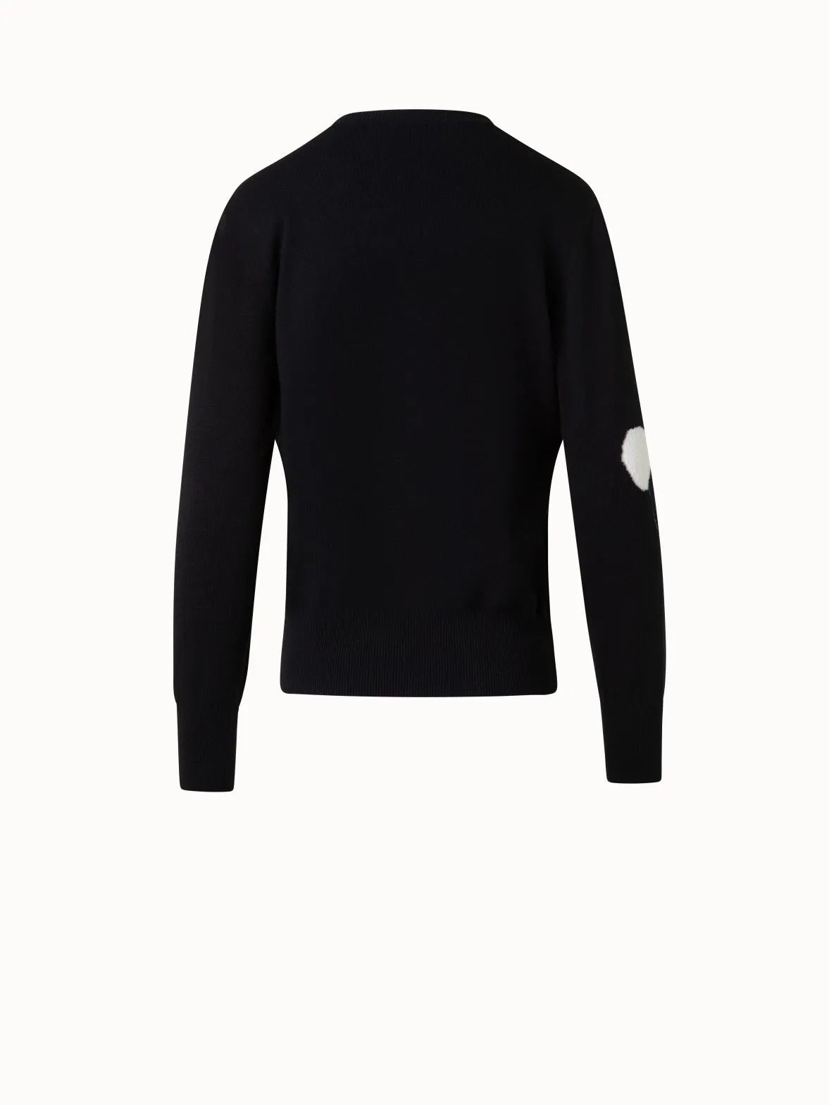 V-Neck Sweater in Cashmere with Dandelion Intarsia
