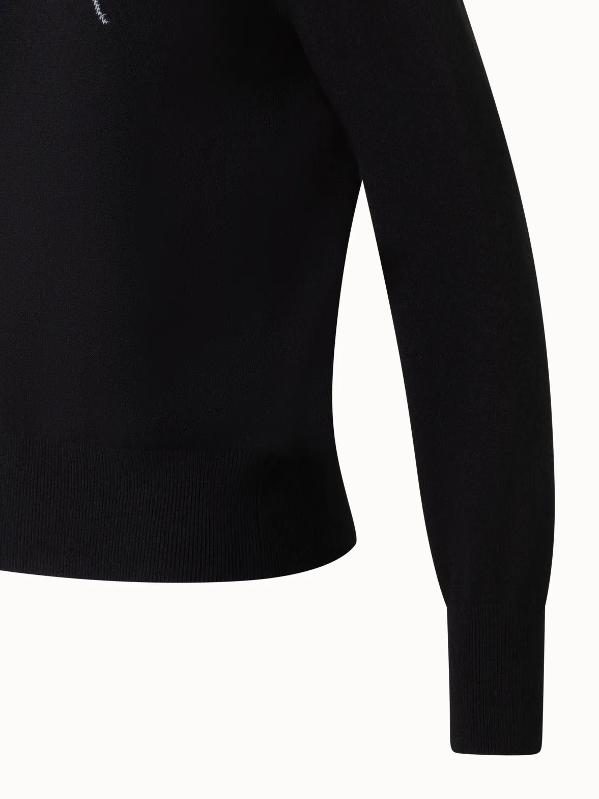 V-Neck Sweater in Cashmere with Dandelion Intarsia