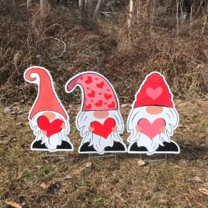 Valentines Day Garden Gnome Yard Decorations  |  Metal Step Stake