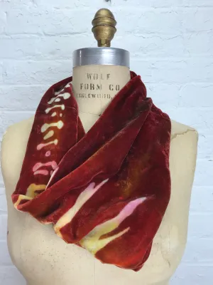 Velvet Cowl Warmer in Rust Hieroglyphics