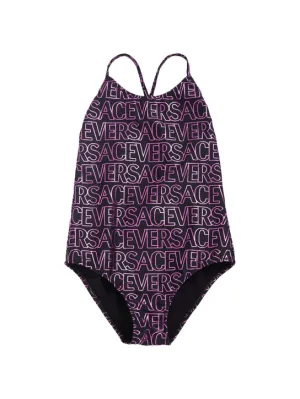 Versace   Logo print tech onepiece swimsuit 