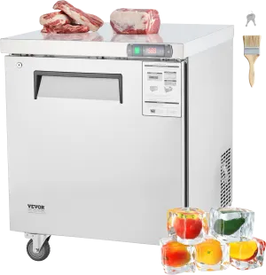 Vevor Freezer Prep Table 7.4 Cu. Ft. Commercial 1-Door 160W 28" Stainless Steel New