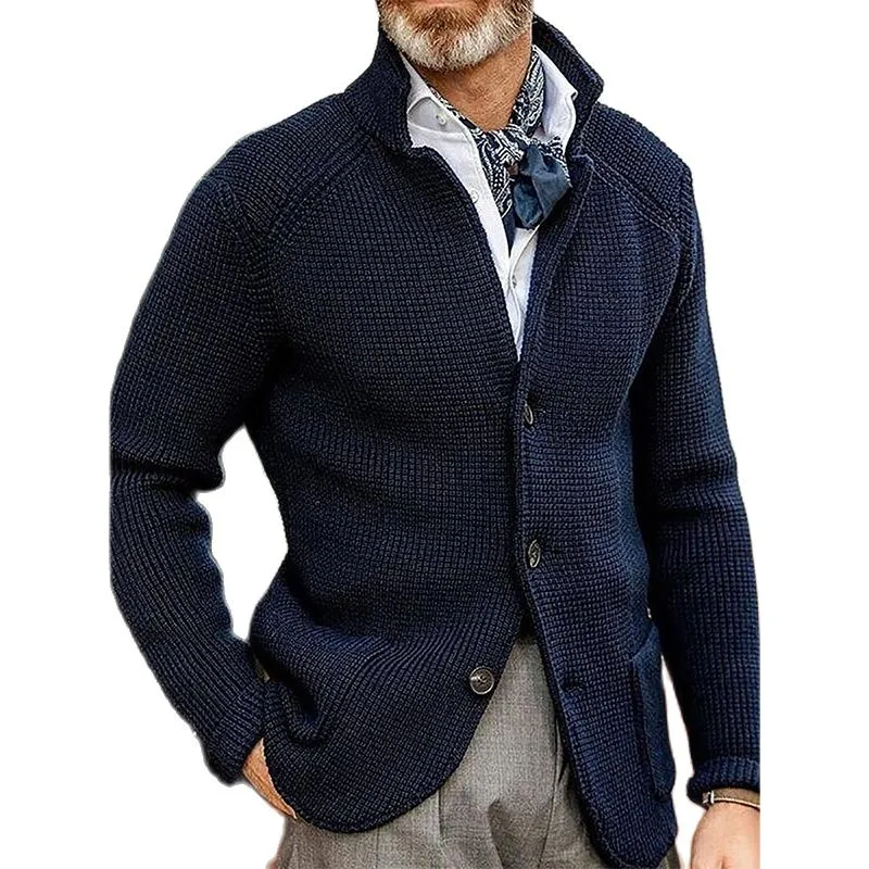 Vintage Buttoned Stand Collar Knitwear