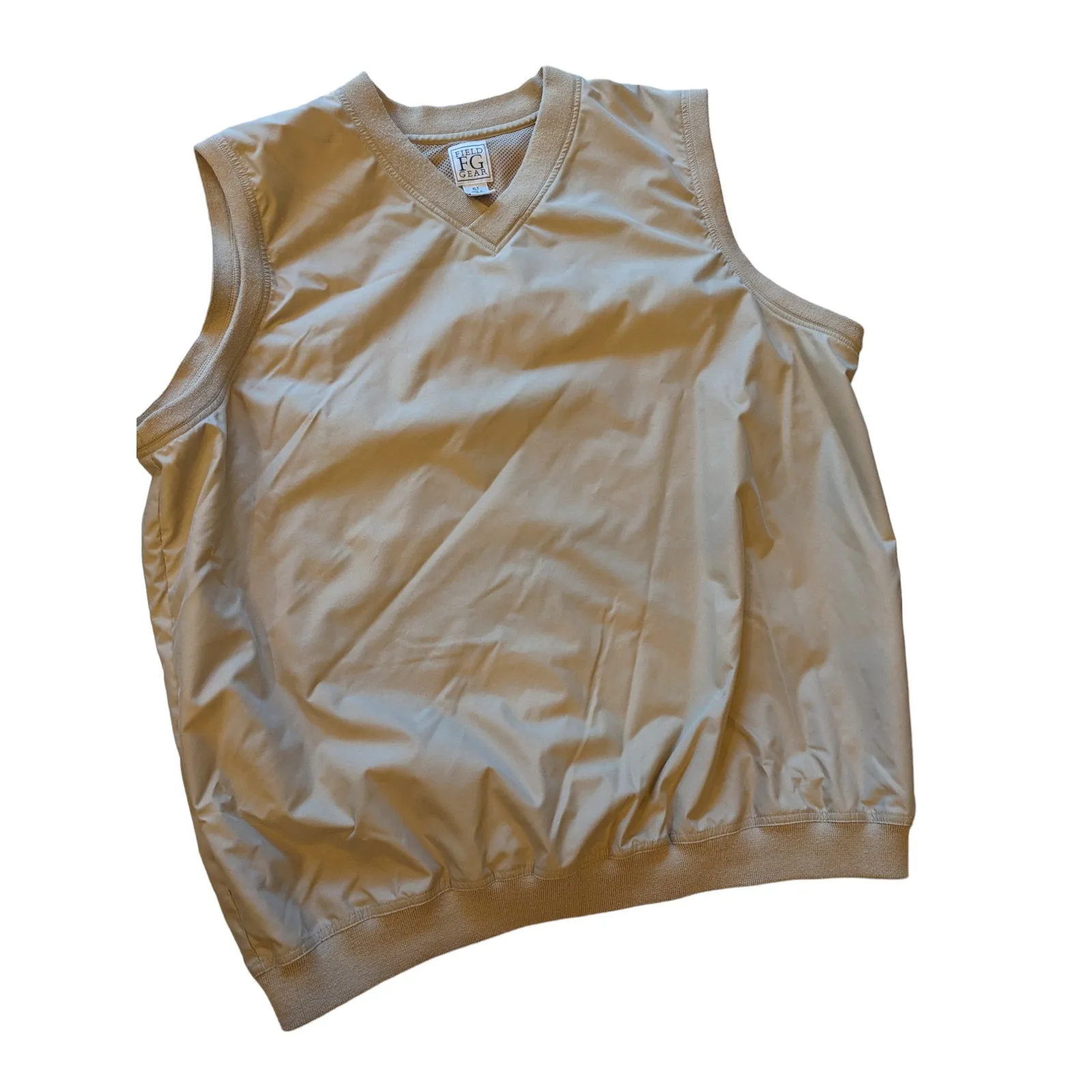 Vintage Field Gear Vest Men XLT Beige Sleeveless Windbreaker Hiking Golf Hunting