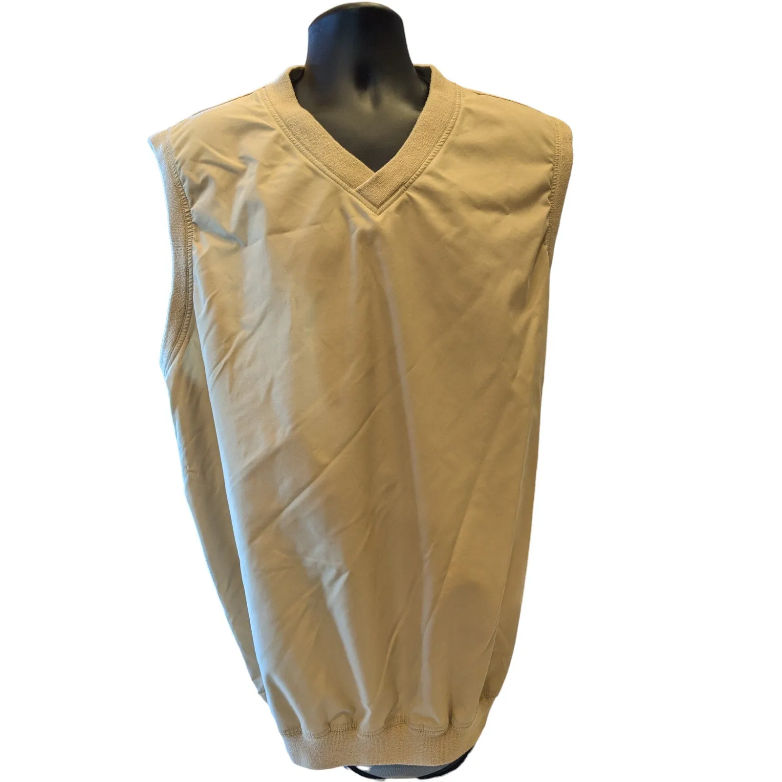 Vintage Field Gear Vest Men XLT Beige Sleeveless Windbreaker Hiking Golf Hunting