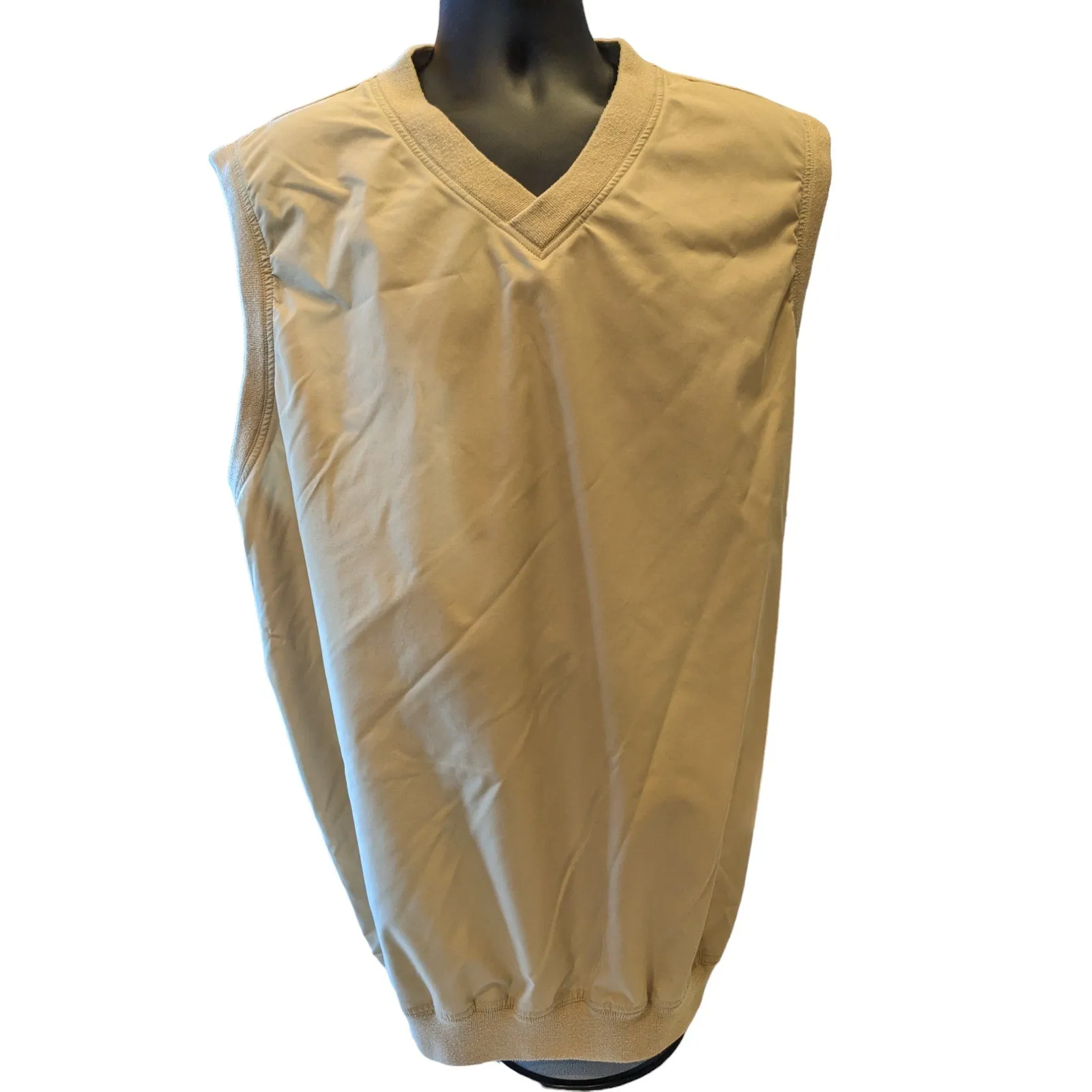 Vintage Field Gear Vest Men XLT Beige Sleeveless Windbreaker Hiking Golf Hunting