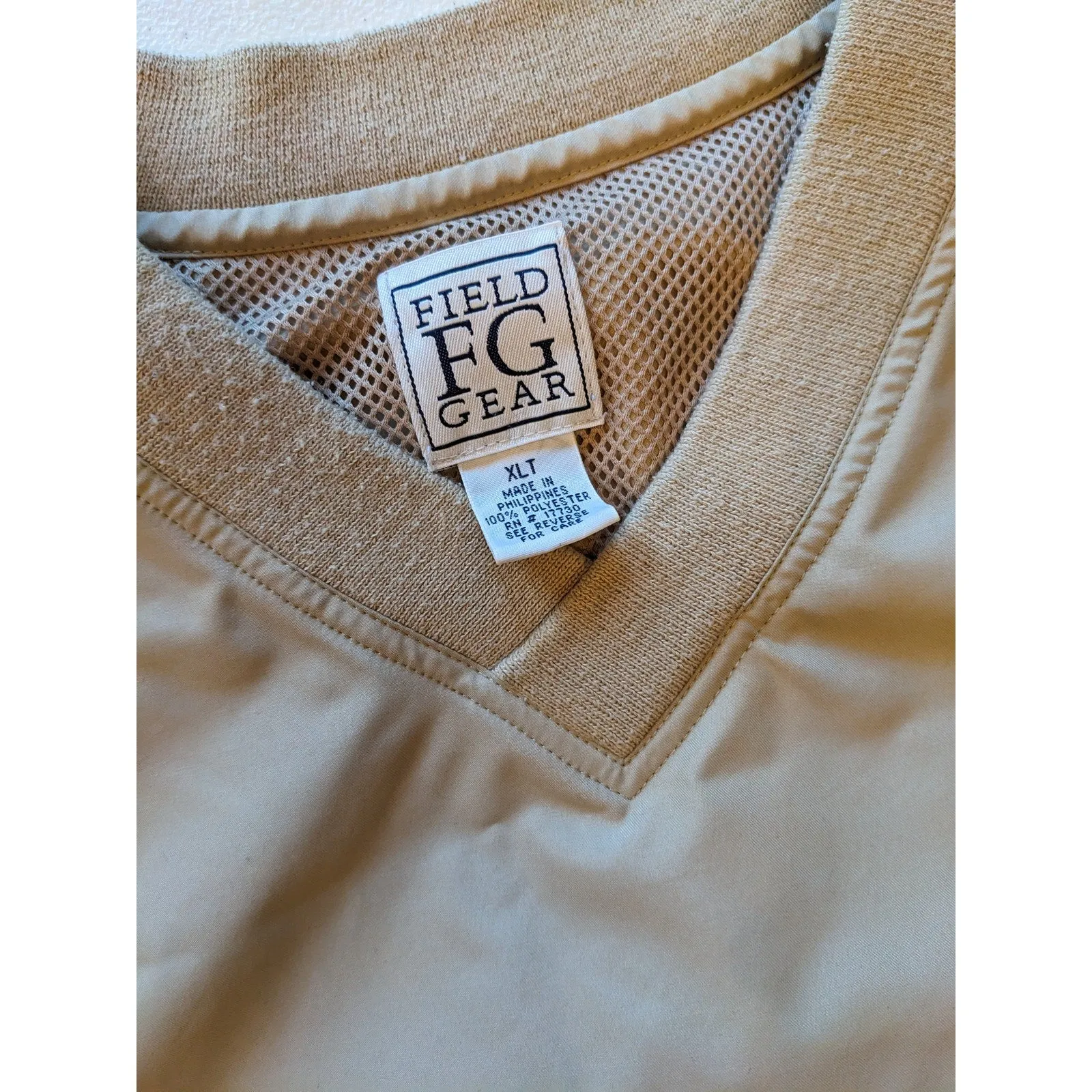 Vintage Field Gear Vest Men XLT Beige Sleeveless Windbreaker Hiking Golf Hunting