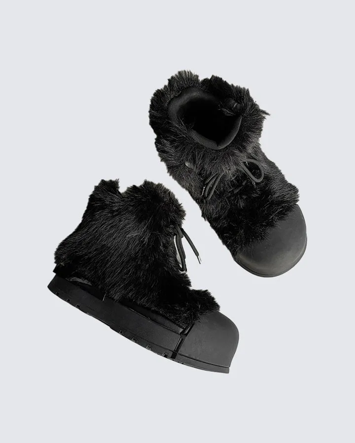 Vintage Furry Platform Ankle Boots