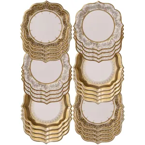 Vintage Gold Medium Paper Plates - 24 Pack