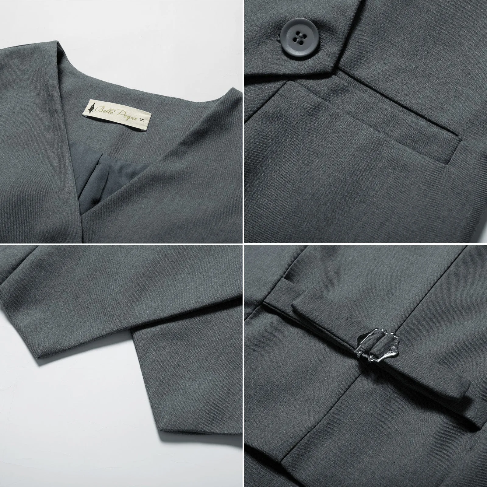 Vintage Oblique Placket Vest Coat V-Neck Handkerchief Hem Waistcoat
