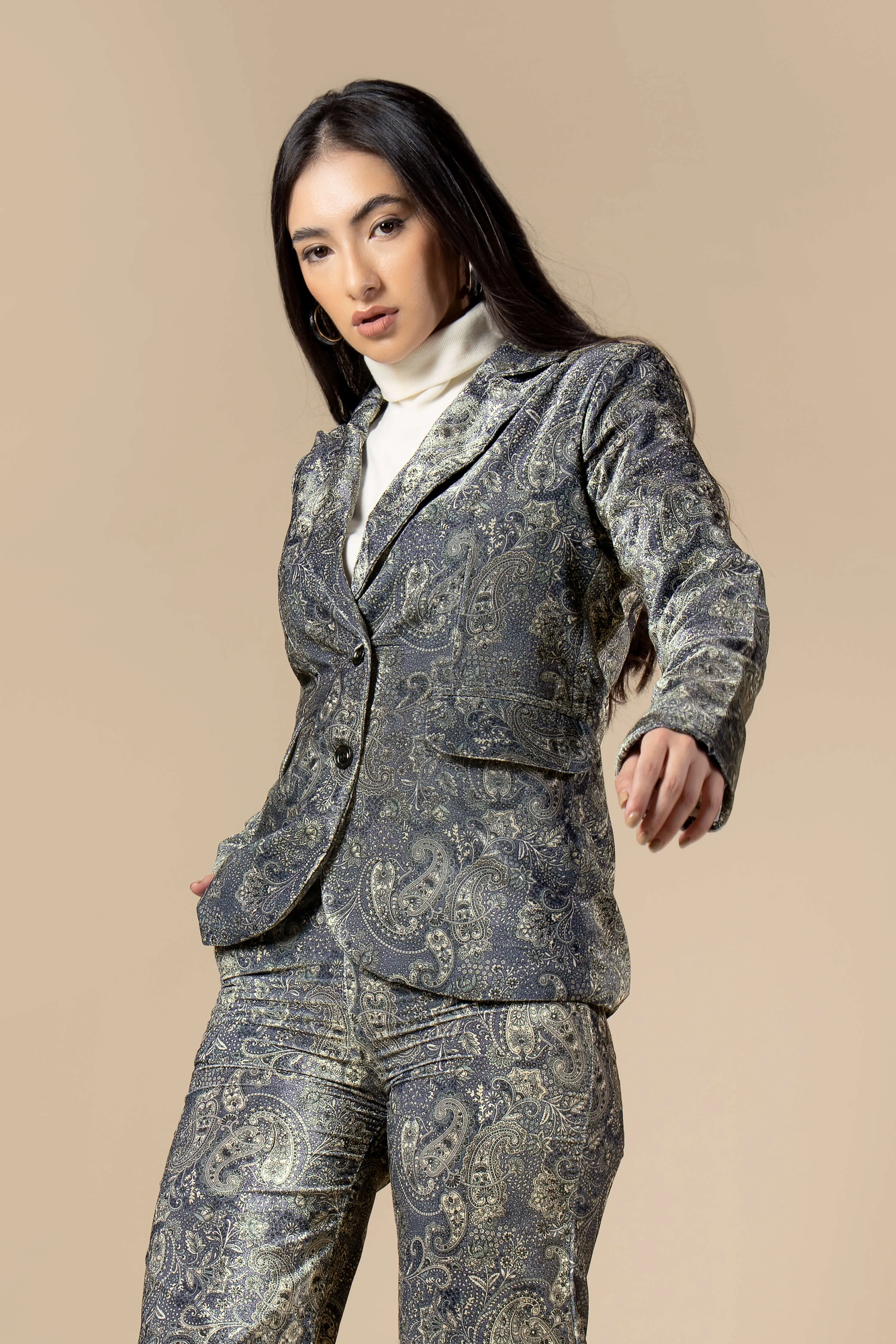 Vintage Paisley Luxe Velvet Ladies Blazer