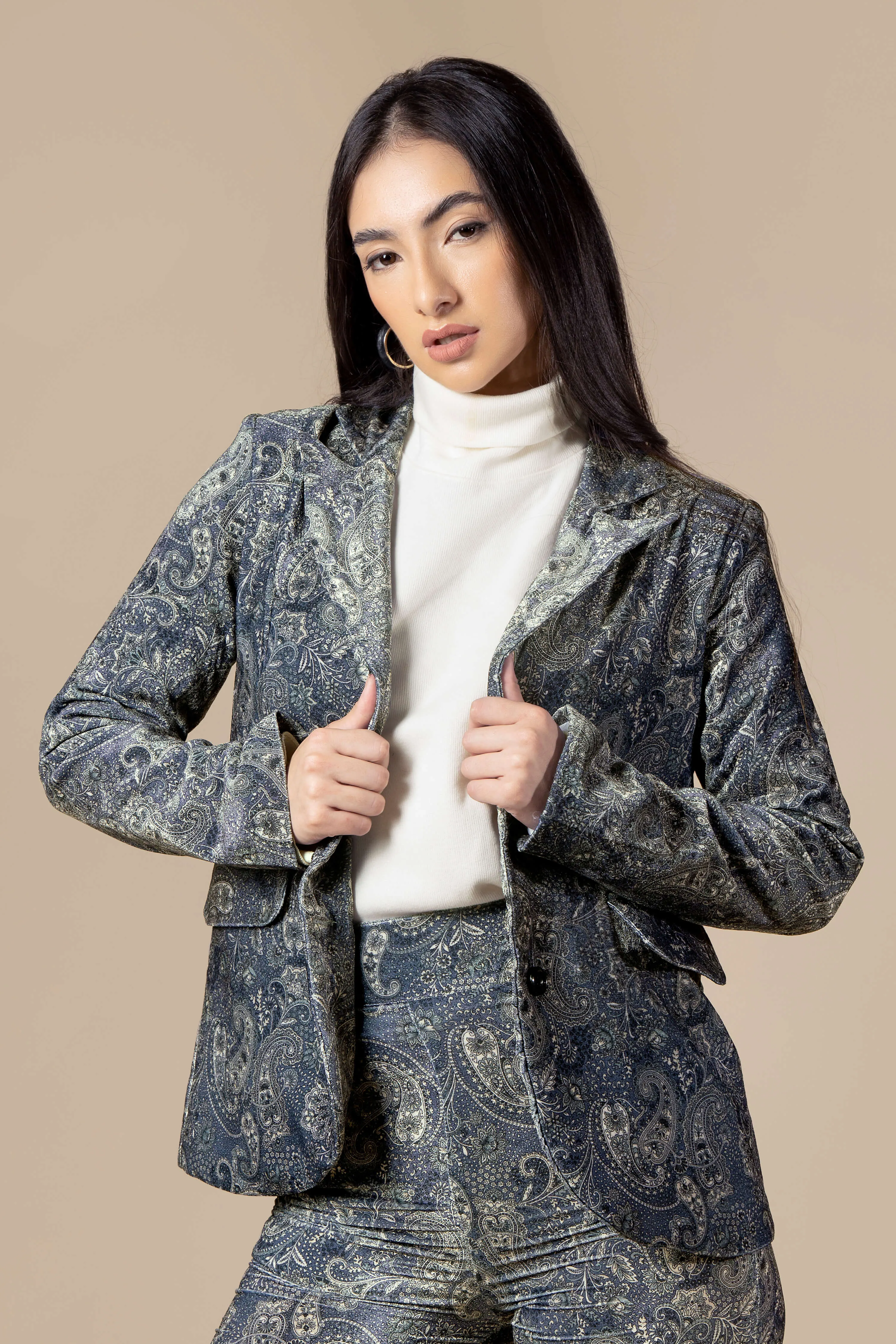 Vintage Paisley Luxe Velvet Ladies Blazer