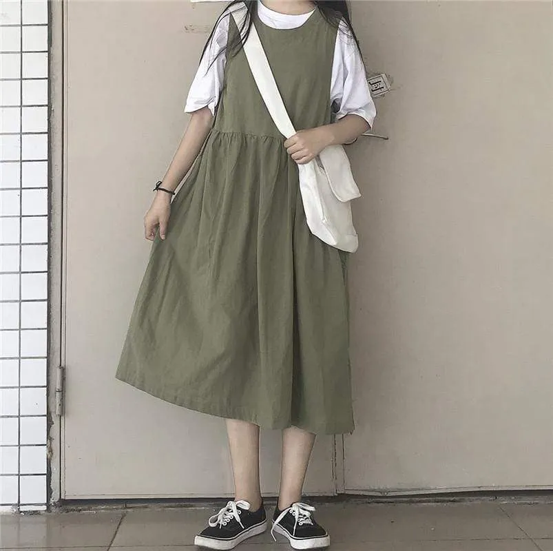 Vintage Round Neck Vest Dress