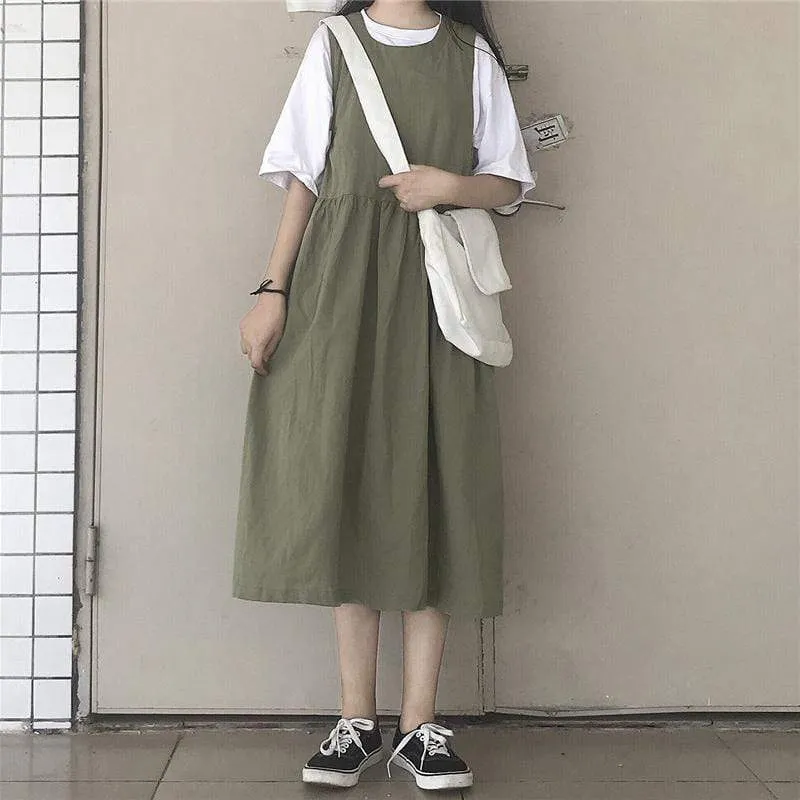 Vintage Round Neck Vest Dress