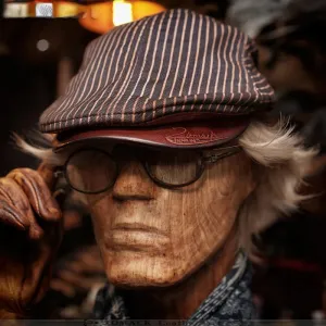 Vintage Striped Leather Beret for Men - Casual and Stylish