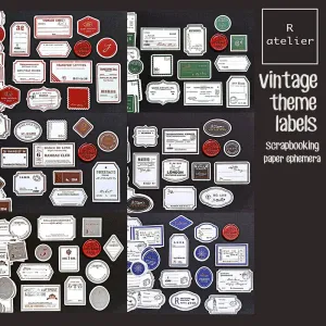 Vintage Theme Labels Scrapbooking Paper Ephemera
